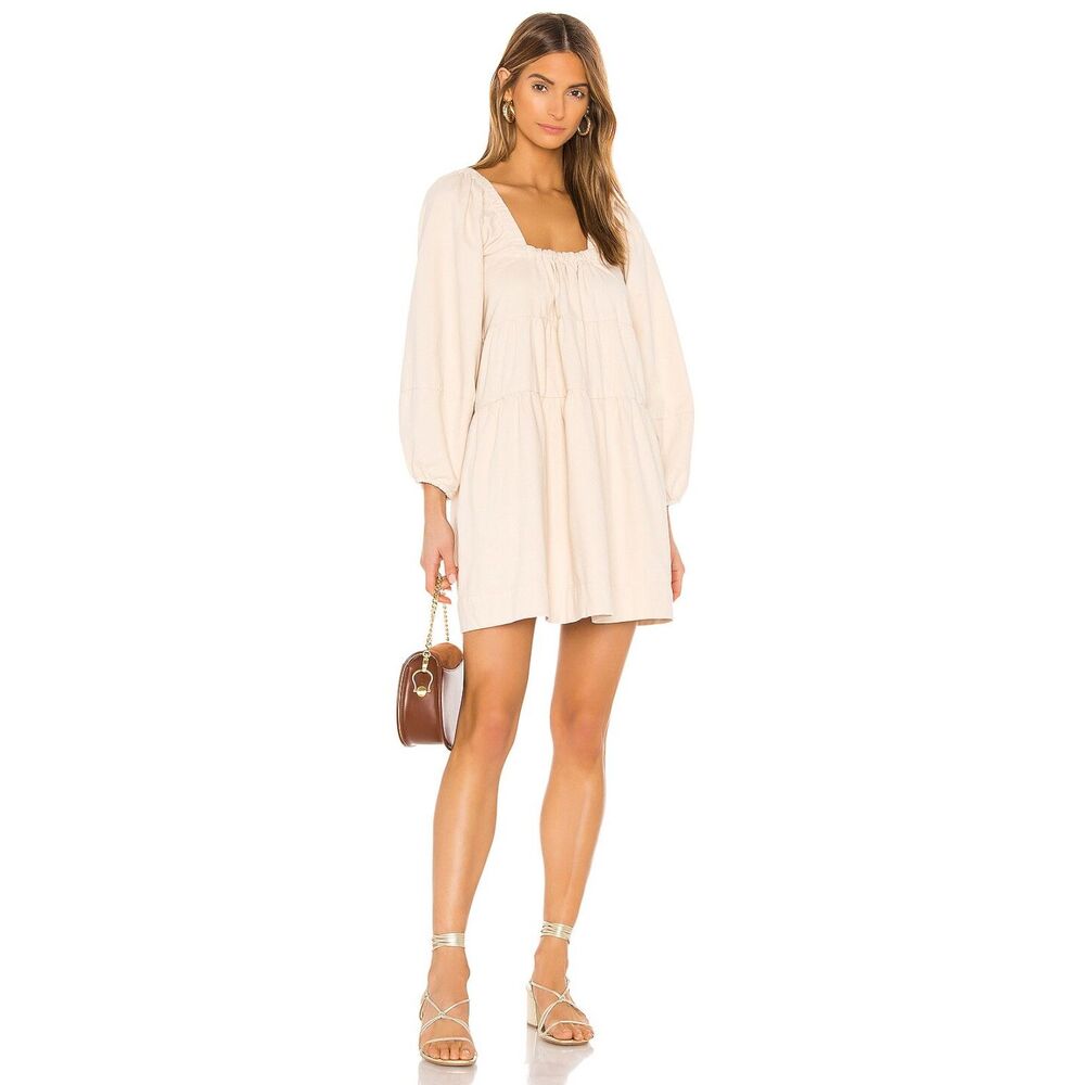 Free People Blue Jean Babydoll Mini Dress in Washed Pink Women's Size Small